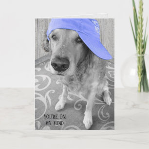 Carte Golden Retriever avec casquette violet