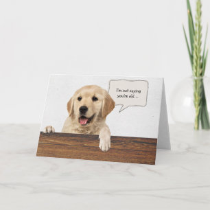 Carte golden retriever avec humour anniversaire bulle de