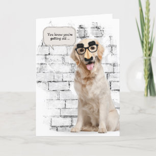 Carte Golden Retriever avec masque amusant anniversaire