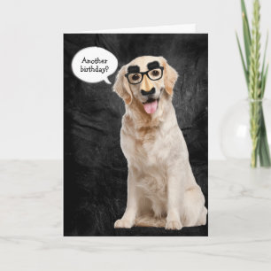 Carte Golden Retriever avec masque drôle en cuir