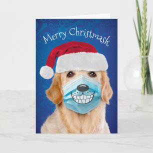 Carte Golden Retriever Avec Masque Factice Joyeux Christ