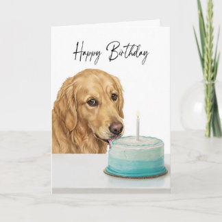 Carte Golden Retriever Birthday Cake Inspector
