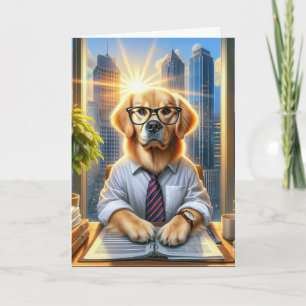 Carte Golden Retriever Business man pour la Fête des pèr