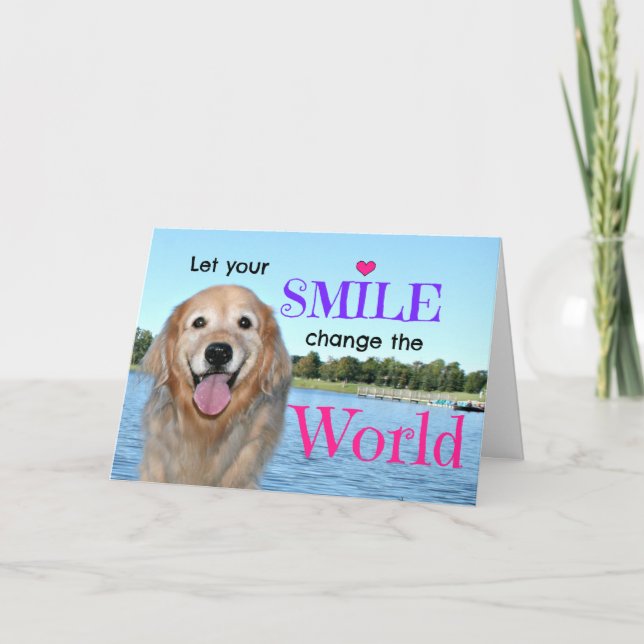 Carte Golden Retriever Changer le monde (Devant)