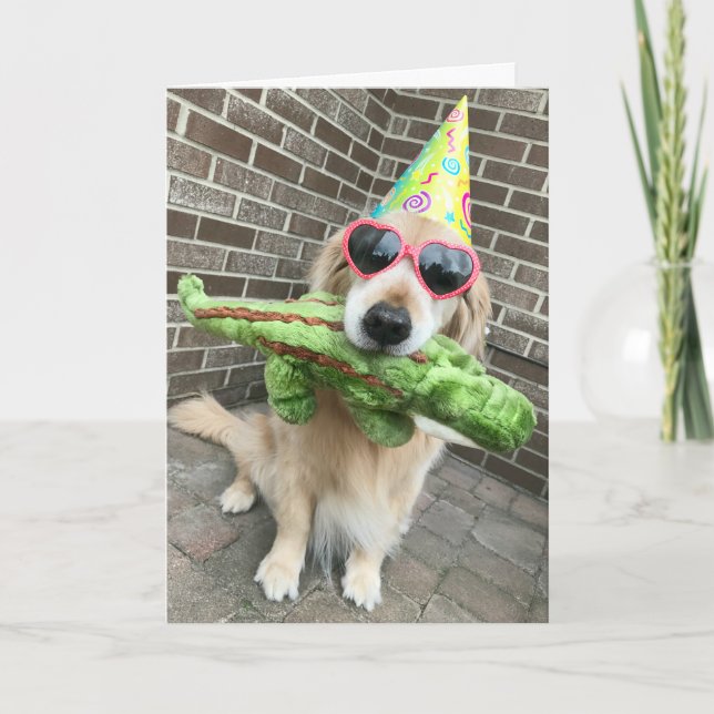Carte Golden Retriever Chien avec jouet Joyeux anniversa (Devant)