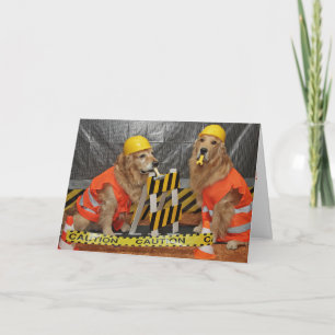 Carte Golden Retriever Construction Anniversaire