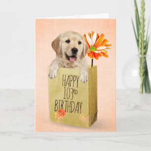 Carte Golden Retriever dans le 103e sac d'anniversaire