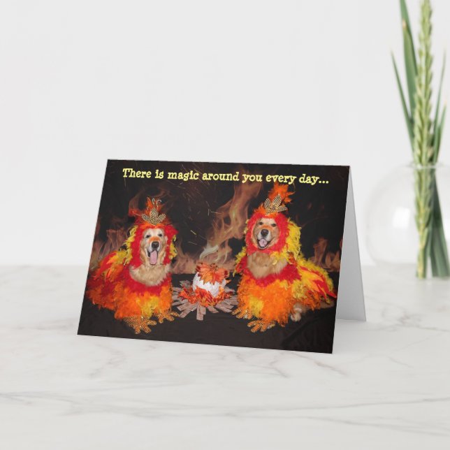 Carte Golden Retriever Deux Phoenix et un Oeuf Anniversa (Devant)