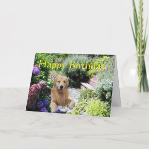 Carte Golden Retriever Happy Birthday Garden Card