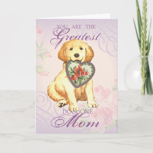 Carte Golden Retriever Heart Maman (Devant)