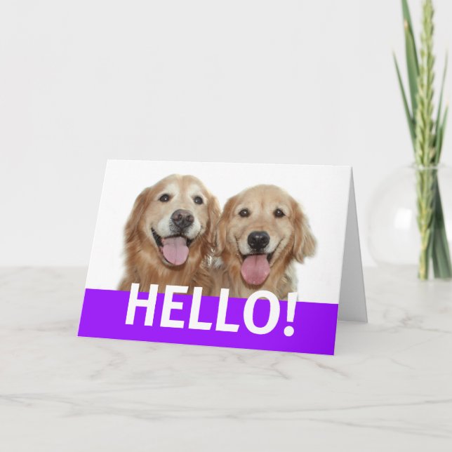 Carte Golden Retriever Hello Grey Card (Devant)