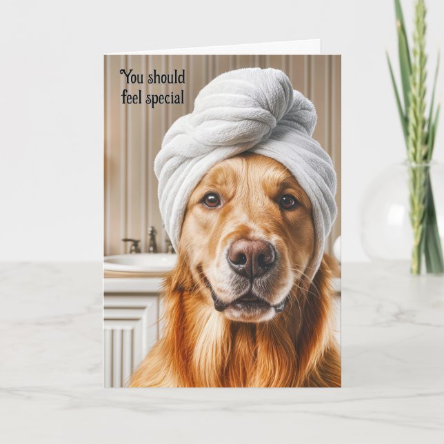 Carte Golden Retriever Humour d'anniversaire (Devant)