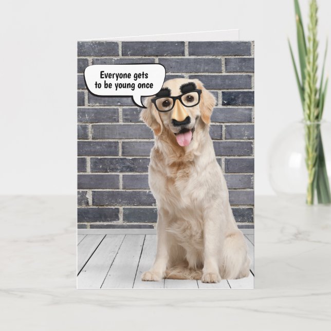 Carte Golden Retriever Humour d'anniversaire (Devant)