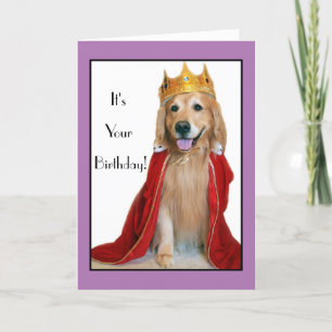 Carte Golden Retriever in King Costume Anniversaire