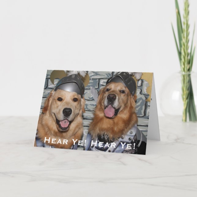 Carte Golden Retriever Knight Anniversaire (Devant)