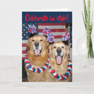 Carte Golden Retriever Le 4 juillet Célébrer dans le sty