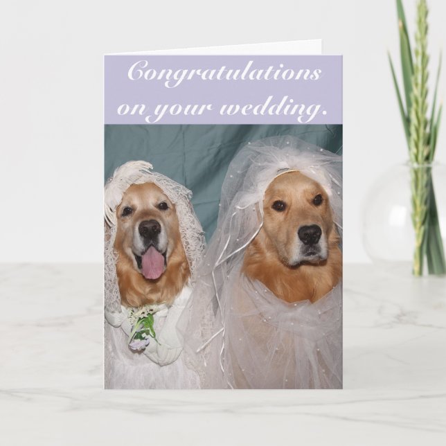 Carte Golden Retriever Lesbian Brides Mariage (Devant)