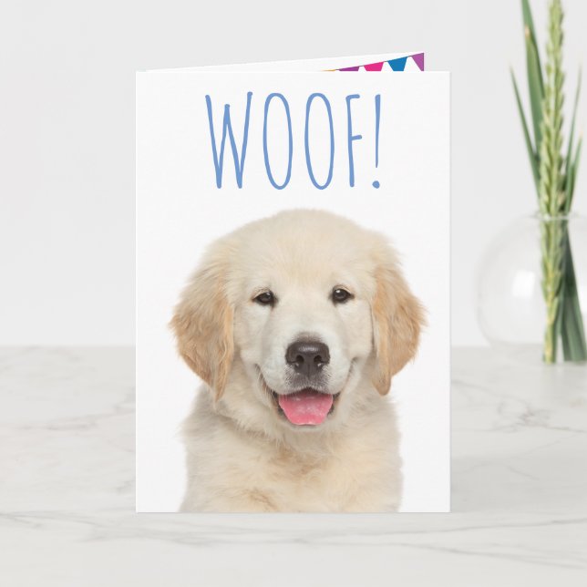 Carte Golden Retriever mignon Chiot Anniversaire (Devant)