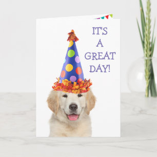 Carte Golden Retriever Party Chiot Anniversaire