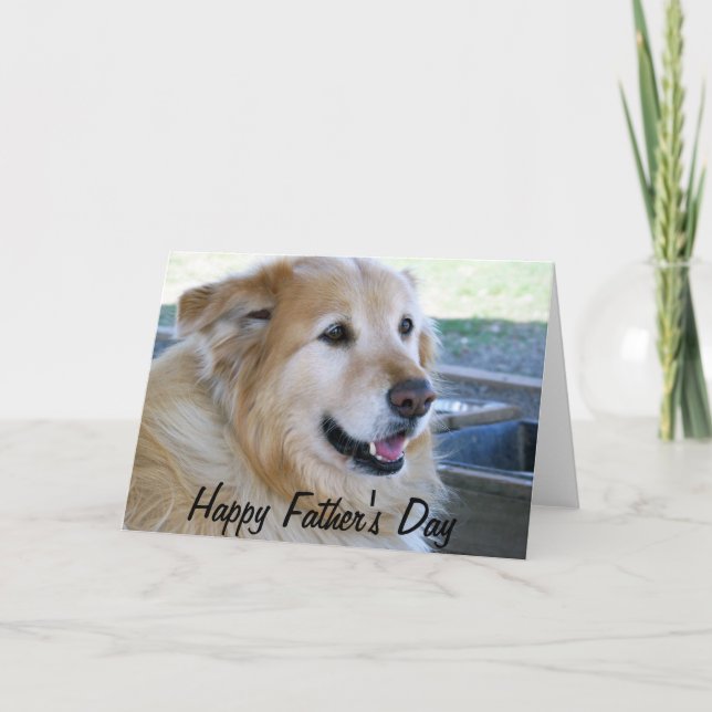 Carte Golden Retriever Photo Happy Fête des pères (Devant)
