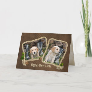 Carte Golden Retriever Pup dans un cadre de corde