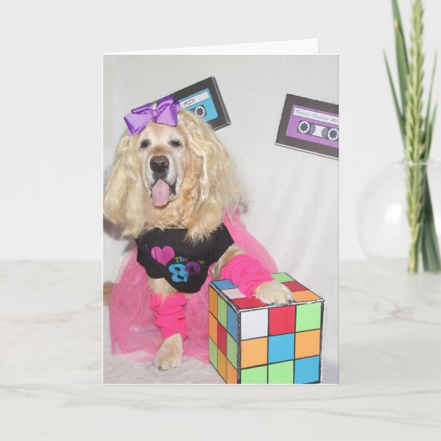 Carte Golden Retriever Rad 80s Anniversaire (Devant)