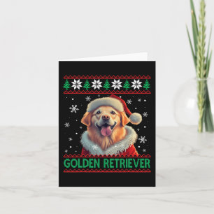 Carte Golden Retriever Santa Hat Vilain Noël