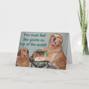 Carte Golden retriever sur le toit du monde Congrats