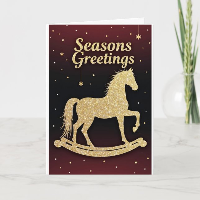 Carte Golden Rocking Horse – Holiday Card (Devant)