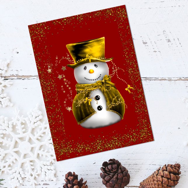 Carte Golden Velvet Snowman Sparkle Christmas Card (Golden Velvet Snowman Sparkle Christmas Card by the Olde Christmas Shoppe)