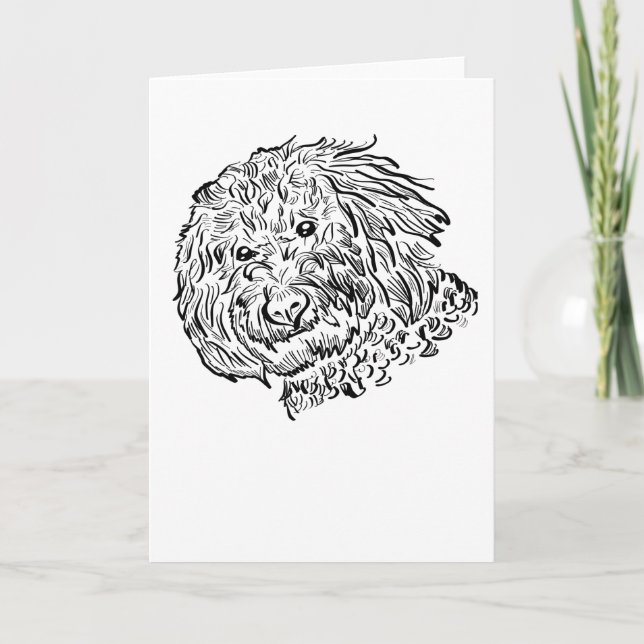 Carte Goldendoodle Chig Line art (Devant)