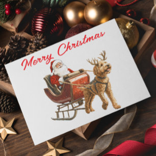 Carte Goldendoodle et Père Noël Chien Noël