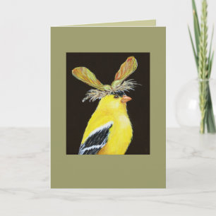 Carte Goldfinch avec casquette de graine d'érable