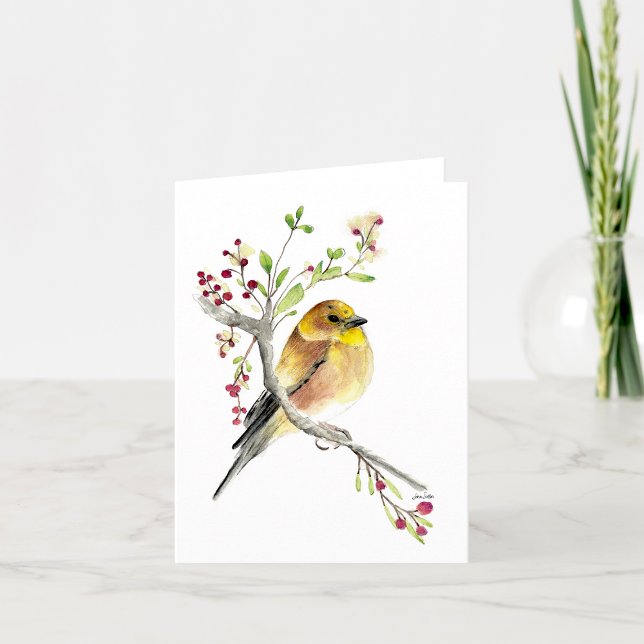 Carte Goldfinch Beautiful Watercolor Note Card (Beautiful Goldfinch Watercolor Blank Note Cards from Jenn Steffen Art)