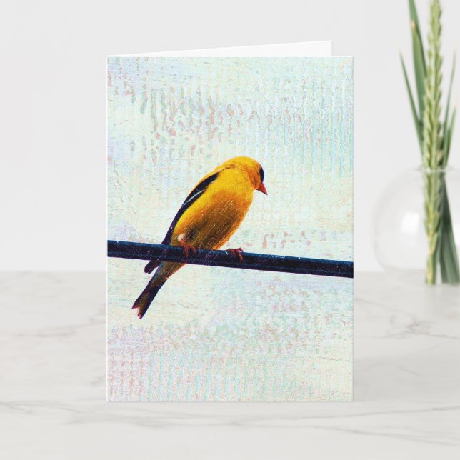Carte Goldfinch sur une ligne électrique (Devant)