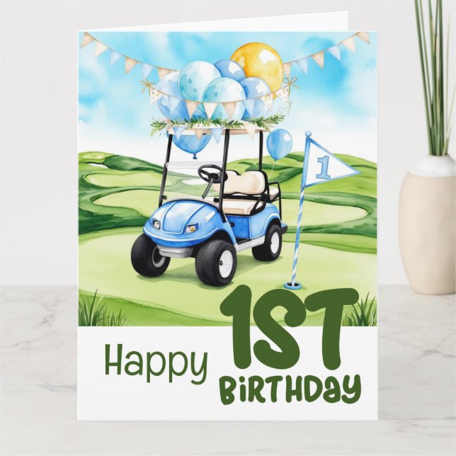 Carte Golf 1er anniversaire golfeur d'un an (Devant)