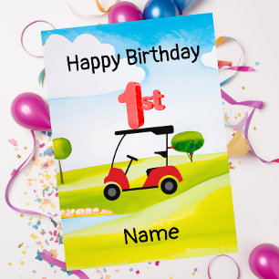 Carte Golf 1er anniversaire golfeur d'un an avec numéro