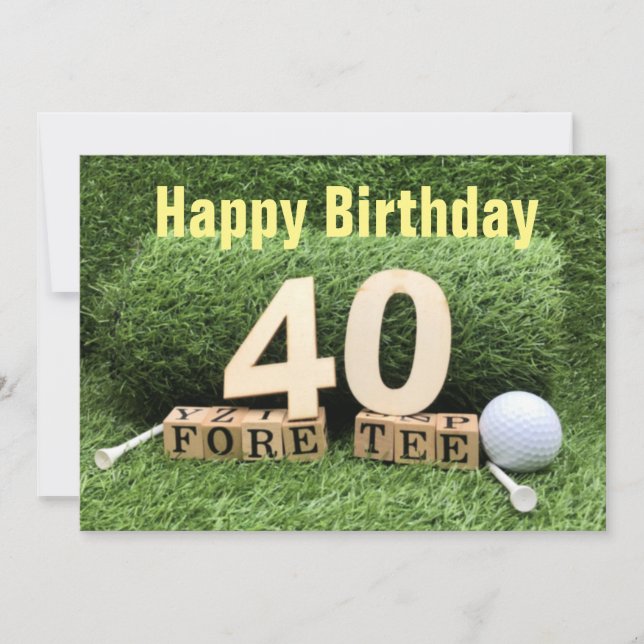 Carte Golf 40e anniversaire avec numéro et balle de golf (Devant)