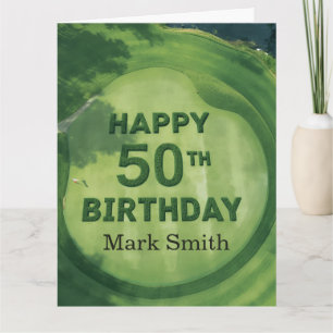 Carte Golf 50e anniversaire avec balle et bière avec tee