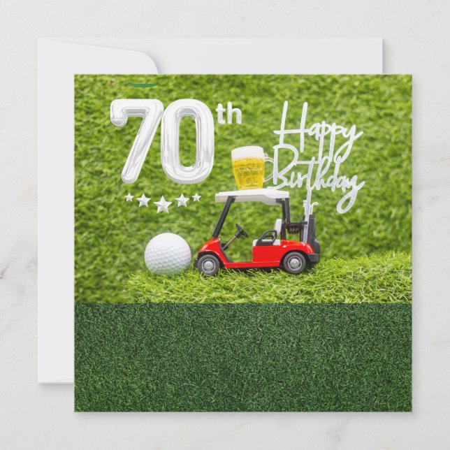 Carte Golf 70e anniversaire avec voiturette de golf pour (Devant)