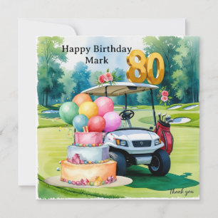 Carte Golf 80e anniversaire avec balle de golf pour golf