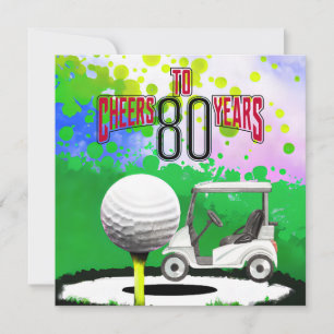 Carte Golf 80e anniversaire avec balle de golf pour golf