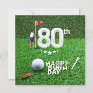 Carte Golf 80e anniversaire avec balle de golf pour golf