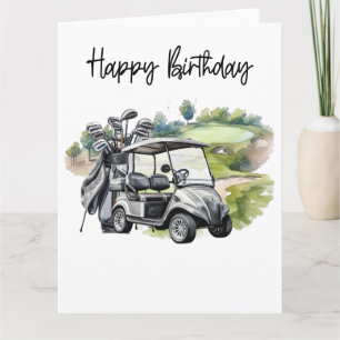 Carte Golf Anniversaire avec voiturette