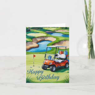 Carte Golf Anniversaire avec voiturette de golf