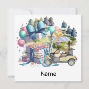 Carte Golf Anniversaire avec voiturette de golf