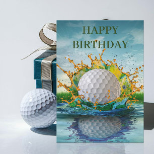 Carte Golf Ball Hitting Water Joueurs de golf Anniversai