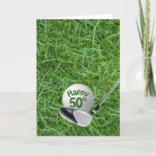 Carte Golf Ball In Grass 50th Birthday Card