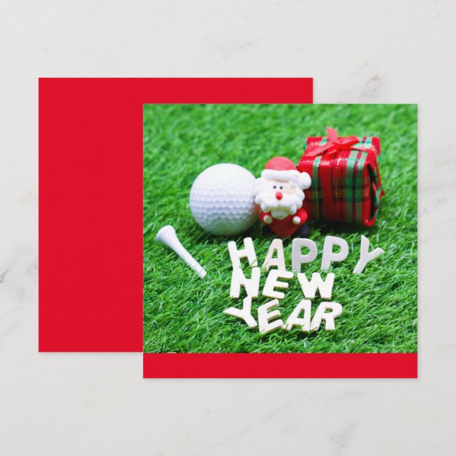 Carte Golf Bonne année avec le Père Noël pour Golfer (Devant / Derrière)