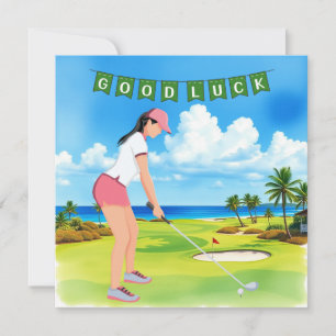 Carte Golf "Bonne chance sur le terrain, Lady Golfer!"